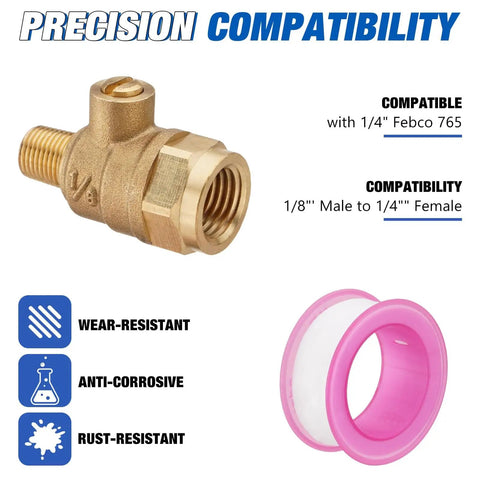Four Pack Test Cocks One Eighth Inch Male To One Quarter Inch Female With PTFE Sealant Tape for backflow valves and sprinklers