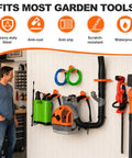Backpack Blower Rack Wall Mount 4 Pack Heavy Duty Steel Holder With Hose Hook And Rubber Coated Guard No Wobble Secure Storage For Leaf Blowers Ideal For Home Garages And Pro Landscaping on garage wall