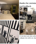 Black And White Stripe Peel And Stick Contact Paper Self-Adhesive Wallpaper Removable Wall Covering For Living Room Bedroom Counters Shelves And Drawers 197 Inches Long By 17.7 Inches Wide Modern Decor in rooms and hallway.