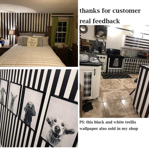 Black And White Stripe Peel And Stick Contact Paper Self-Adhesive Wallpaper Removable Wall Covering For Living Room Bedroom Counters Shelves And Drawers 197 Inches Long By 17.7 Inches Wide Modern Decor in rooms and hallway.