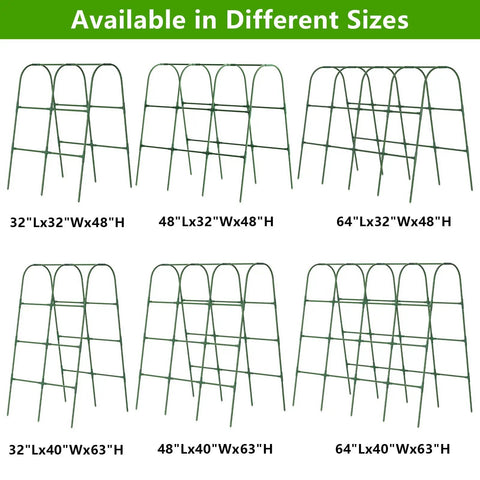 Different sizes of U Shape Garden Trellis For Raised Beds And Climbing Plants, Rustproof Metal Arch With Stainless Steel Core.