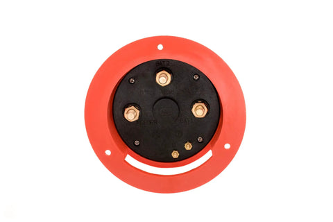 Beefy Four Way Single Pole Marine Battery Switch For 6V To 32V DC Systems 300A At 6V And 150A At 12V rear view terminals visible