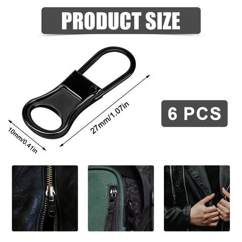 Six Pack Detachable Zipper Pulls Replacement Kit For Jackets Pants Coats Shoes Suitcases And Backpacks Durable Dark Gray Zipper Tabs