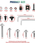 195 Piece Motorcycle Fairing Bolt Kit With M5 M6 Aluminum Screws And Hardware Grommets Nuts Washers Clips 5mm And 6mm Allen Wrenches Universal For Sport Dirt Bike Bodywork Windscreen Orange Gear product size and dimensions displayed