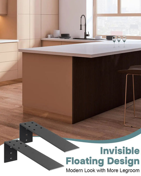 Rock Solid Heavy Duty Countertop Support Brackets 3 Pack With Screws, 10 Inch Hidden Steel Shelf Braces For Granite Quartz Wood Counters seen in modern kitchen.