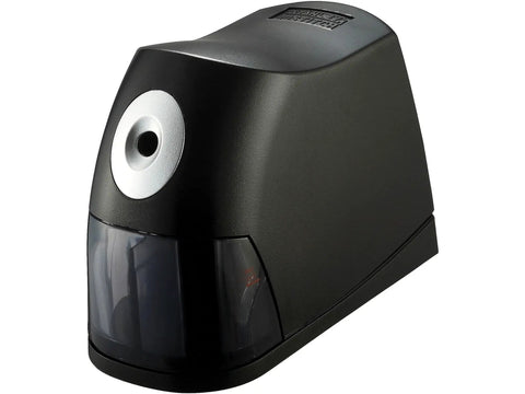 Desktop Electric Pencil Sharpener With HHC Cutter Technology For Four Times Longer Life, black design, side view