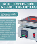 Digital Cast Iron Lab Hot Plate 110V 1000W With Microcomputer Control 120x120mm Heating Surface with temperature warning notice.