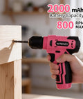 No Sweat Cordless Drill Driver Kit Featuring 62 Piece Precision Screwdriver Bit Set With Live Battery Percentage Display For Effortless Home Repairs And Weekend Construction Tasks in use, drilling into wood.