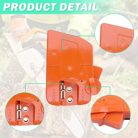 Chainsaw Chain Brake Assembly And Three Eighths Inch Six Tooth Sprocket Clutch Drum Kit For 235 236 240 235E 240E 236E Chainsaws Replacement Clutch Side Cover Professional Grade Durable Easy Install Parts Kit featuring close-up of orange clutch cover details