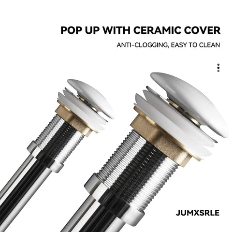Pop up drain with ceramic cover fitting for White Oval Vessel Sink 16.3x14.3 Inch Porcelain Ceramic Above Counter Vanity Sink