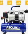 Heavy Duty Portable Air Compressor 9L 115 Psi with dual motors and 2.46-gallon tank for pneumatic tools and weekend projects.