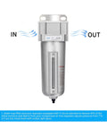 Beefed Up Industrial Grade Heavy Duty Particulate Filter With Metal Bowl Auto Drain For Paint Spray Systems One Half Inch NPT 5 Micron Element