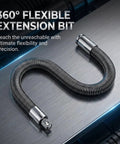 Flexible Half Inch Drive Rotating Extension Connector With 360 Degree Movement, Metal Linkage Rod For Repair, Maintenance, Shop And DIY, Two Piece Set 25 Cm Length, Handy Access In Tight Spots And Hard To Reach Angles, 360° flexible extension bit
