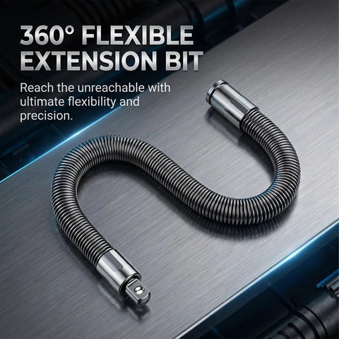 Flexible Half Inch Drive Rotating Extension Connector With 360 Degree Movement, Metal Linkage Rod For Repair, Maintenance, Shop And DIY, Two Piece Set 25 Cm Length, Handy Access In Tight Spots And Hard To Reach Angles, 360° flexible extension bit