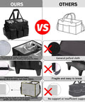 Comparison of Extra Large Rolling Cleaning Caddy vs. a basic tote bag, highlighting material quality and durability features.