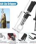 Fish lip gripper tool from All In One 3 Layer Tackle Box With 213 Pcs Lures Kit showing stainless steel locking jaw and grip.
