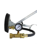 Side view of 6 Inch Test Tee Mechanical Plug With Water Fill Feature And Air Gauge For PVC Cast Iron DWV And ABS Piping Built For Pros In USA