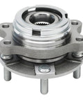 Front view of Front Wheel Hub Bearings Kit With 10 Chrome Lug Nuts For Nissan Altima 2007 To 2018, Maxima 2009 To 2014 And 2016 To 2021, Pathfinder 2013 To 2020, Murano 2009 To 2019, Infiniti QX60 JX35 5 Lug ABS Encoder.