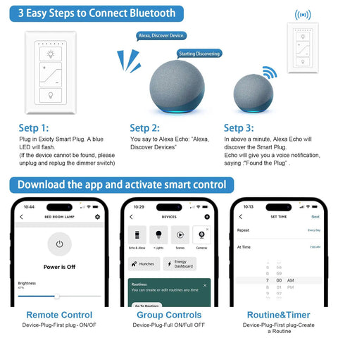 Knockout Smart Plug In Dimmer Switch For Table Lamps With 2Dot4Ghz Wireless Control setup instructions with app and Alexa integration.