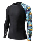 Mens Rash Guard Long Sleeve With UV Protection UPF 50 Plus For Men Moisture Wicking Quick Dry Four Way Stretch Swim Surf Gym