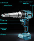 Zuyiyi Cordless Electric Rivet Gun For Makita 18V Battery Bare Tool with replaceable nozzle and rubberized handle