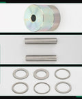 Heavy Duty Coin Ring Puncher Spacer Set Includes Six Precision Gauge Washers for precise hole sizing, featuring hardened steel washers.