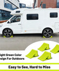 No Hassle 4 Pack Wheel Chocks For Travel Trailers And Campers Dual Wheel Stopper Set With Non Slip Base under RV wheels