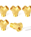 5 Pack Brass Pipe Fitting Tee Y Adapter Three Eighths Inch NPT Female To Three Eighths Inch NPT Female To Three Eighths Inch NPT Male