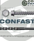 1/4 Inch By 1-1/4 Inch Concrete Screws With Diamond Point 410 Stainless Steel Self-Tapping Hex Head Fasteners Includes Drill Bit
