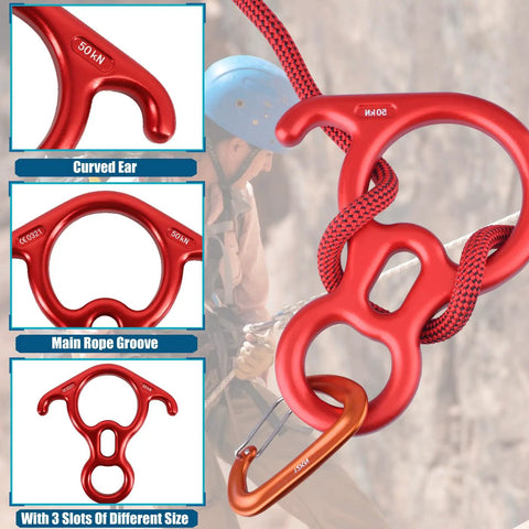 Beefy 50 kN Rescue Figure Belay And Rappel Device With Bent Ear Descent Gear For Rock Climbing Lightweight 7075 Aluminum