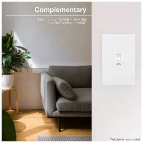 Living room with wall featuring Heavy Duty In Wall Single Pole Switch For Light Or Ceiling Fan 20A 120V AC Self Grounding Clip No Fuss Install UL Listed White 42160 Built To Last Replacement Or Upgrade For Any Room.