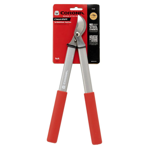 Forged Steel ClassicCUT Bypass Hand Pruner For Heavy Duty Garden Pruning with red handles, in packaging, front view