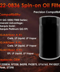 Oil Filter Replacement For RV QG 5500 7000 Series Spin On Replaces 01220836 B7238 PH2875 PH10027 shown with compatibility info