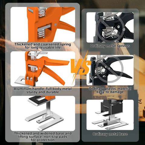 Heavy Duty Arm Jack Lifter 2 Pack Made From Tough Stainless Steel And Aluminum Alloy Handles comparison image highlighting durable features.