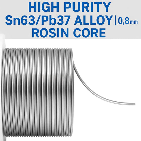 Rosin Core Tin Lead Solder Wire For Electrical Soldering 0.75mm Diameter 50g Spool Pro Grade Flux Core Spool, close-up view