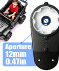 WW-4 12V RS390 Motor Gearbox Upgrade Kit showing 12mm aperture, with a kid driving a ride-on toy car in the background.