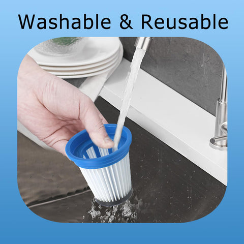 Washing a 4 Pack 520280 HEPA Filter Replacement Easy Swap For DS1030 Cordless Stick Vacuum under faucet with water