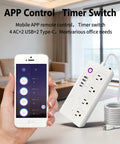 Ditch The Clutter With This Slick Smart Zigbee Power Strip Surge Protector Extension Cord featuring four AC outlets and USB ports.