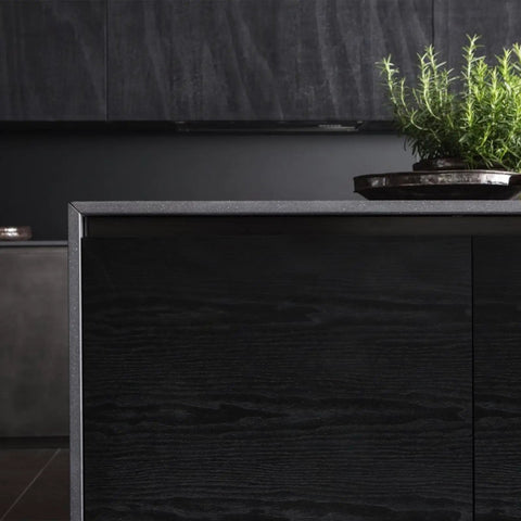 Black Peel And Stick Wallpaper Roll For Modern Interior Walls And Kitchen Cabinets Featuring Heavy Duty Self Adhesive Pvc Vinyl on sleek cabinetry.