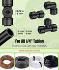 Pawfly 40-piece quick-connect drip irrigation fittings kit for 1/4 in tubing; includes tees, elbows, couplings, end plugs