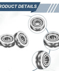 12 Pack Small U Groove Pulley Bearings 4x13x4mm for Rail Track Linear Motion Systems, detailed view of aluminum alloy pulleys