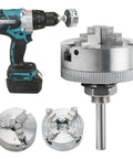 4 Jaw Lathe Chuck For Mini Wood Lathe with drill and wrench, heavy duty carbon steel, self centering