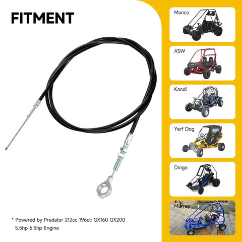 71 Inch Throttle Cable For Go Karts Compatible With Predator 212cc 196cc GX160 GX200 Engines 5.5HP 6.5HP Fits Manco Yerf Dog Murray