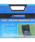 Heavy Duty Pneumatic Die Grinder Kit Featuring 22000 Rpm Air Powered Motor And Ten Piece Grinding Head Set for metalwork.