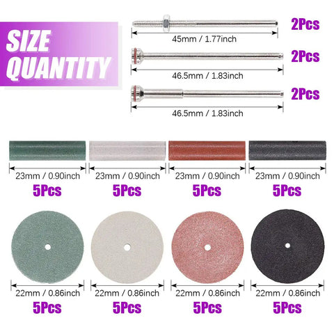 46 Piece Polishing Wheels Kit With 40 Multicolor Silicone Rubber Polishing Wheels And Polishing Particles Plus 6 Mandrel Shanks