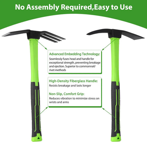 Two-Piece Garden Hoe Set With Non-Slip Ergonomic Handles For Easy Weeding And Plant Care, Durable Carbon Steel Outdoor Tools Built To Last