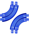Two blue 90 Degree Banked Turn Double Racetrack Connector For 1 To 64 Cars And Slot Cars Hot Wheels Compatible Curved Track Pieces