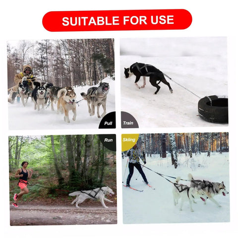 Versatile Dog Pulling Harness For Sled And Exercise Adjustable Waterproof Pro Harness For Bikejoring And Skijoring Red Size M