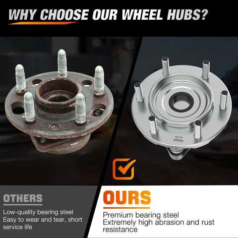 Comparison of old and new Front Wheel Bearing And Hub Assembly For Toyota Tacoma 2005 2019 4Runner 2003 2016 FJ Cruiser 2007 2009 Hilux 2005 2017 6 Lug 2WD ABS 950 004 2 Pack Premium Quality Replacement For Long Life And Smooth Performance