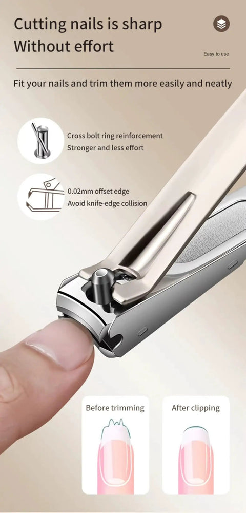 Close-up of the nail clippers from the Five Piece Nail Clippers Set For Fingernails And Toenails Stainless Steel Manicure Pedicure Kit